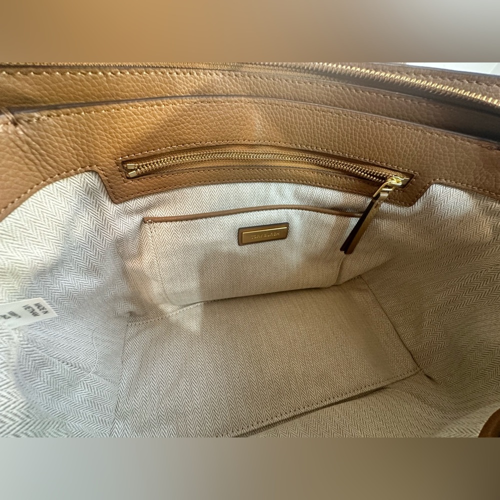 Tory Burch pebbled leather small Robinson tote with slit pockets brown - Picture 10 of 11